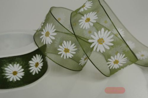 Bild von Band 20m/ 40mm, Blume Margrite, d'grün