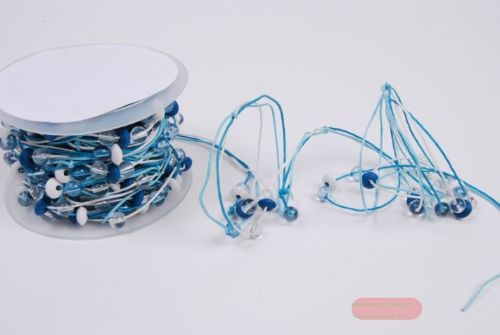 Bild von Girlande 10m/ 5mm, Schnur mit Perlen, blau/weiss