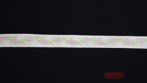 Bild von Band 20m/ 15mm, Blumen auf Leinen, rosa