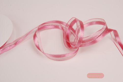 Bild von Band 20m/ 10mm, uni & tüll, altrosa/silber