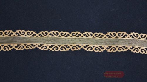 Bild von Band 10y/ 25mm, Ornamente an Organza, braun