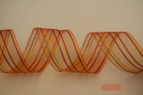 Bild von Band 20m/ 40mm, Streifen-Tüll, ocker