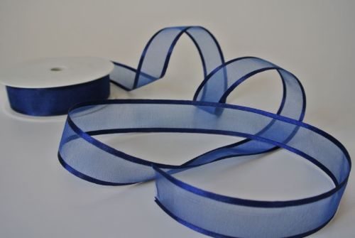 Bild von Band 25m/ 25mm, Organza D-Face satin, d'blau
