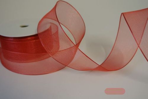Bild von Band 20m/ 40mm, Voile mit Drahtkante, rot