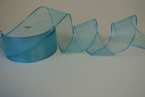 Bild von Band 20m/ 40mm, Voile mit Drahtkante, h'blau