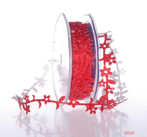 Bild von Band 10m/ 15mm, Blumenbordüre klebend, rot