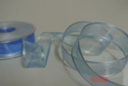 Bild von Band 25m/ 25mm, Organza d-face Satin, h'blau