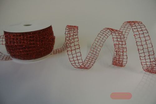 Bild von Band 50m/ 22mm, Gitter mit Draht, rot