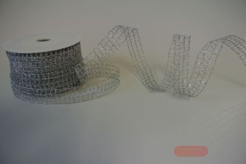 Bild von Band 50m/ 22mm, Gitter mit Draht, silber