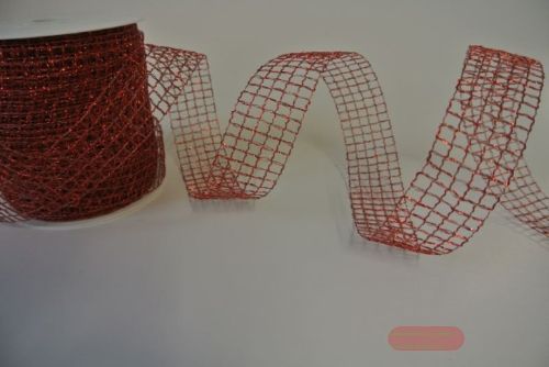 Bild von Band 50m/ 36mm, Gitter mit Draht, rot