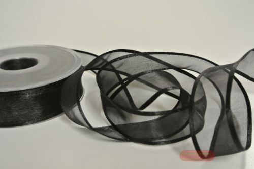 Bild von Band 25m/ 25mm, Organza d-face Satin, schwarz