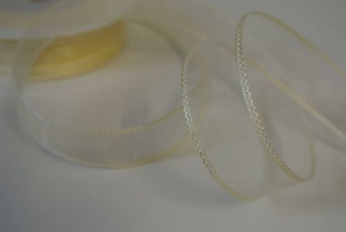 Bild von Band 20m/ 25mm, Organza mit Flechtkante, ecru