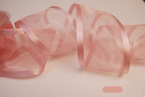 Bild von Band 25m/ 70mm, Organza d-face Satin, altrosa