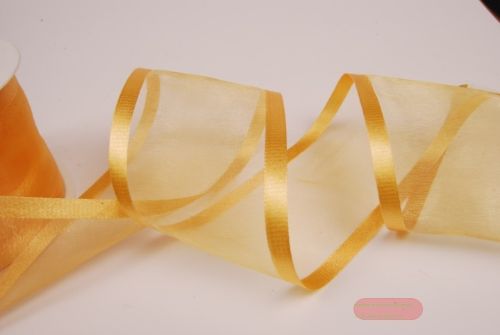 Bild von Band 25m/ 70mm, Organza D-Face satin, d'gelb