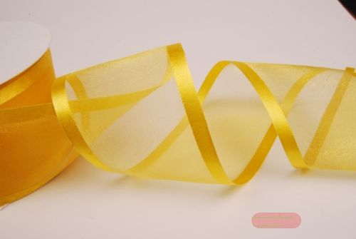 Bild von Band 25m/ 70mm, Organza D-Face satin, gelb