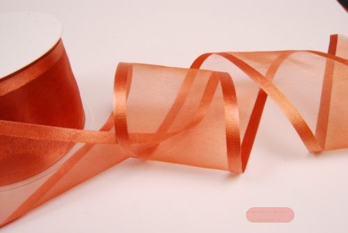 Bild von Band 25m/ 70mm, Organza D-Face satin, rost