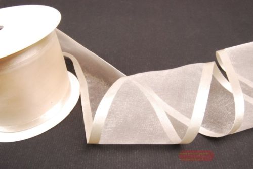 Bild von Band 25m/ 70mm, Organza D-Face satin, ecru