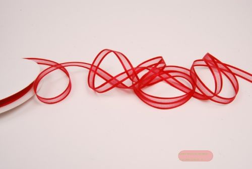 Bild von Band 25m/ 10mm, Organza D-Face satin, rot