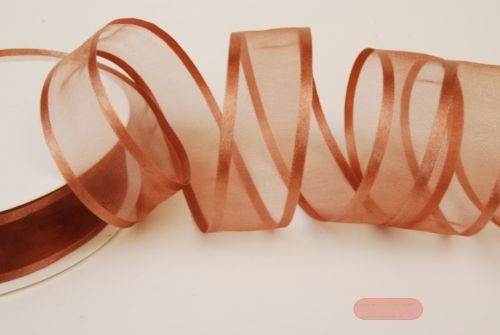 Bild von Band 25m/ 25mm, Organza D-Face satin, h'braun