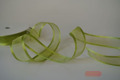 Bild von Band 25m/ 25mm, Organza D-Face satin, gelbgrün