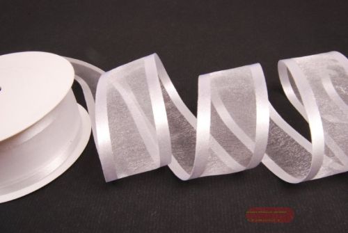 Bild von Band 25m/ 40mm, Organza D-Face satin, weiss