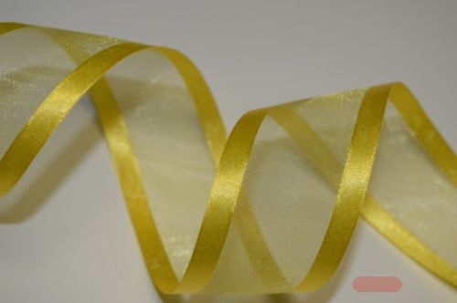 Bild von Band 25m/ 40mm, Organza D-Face satin, gelb