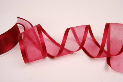 Bild von Band 25m/ 40mm, Organza D-Face satin, rot