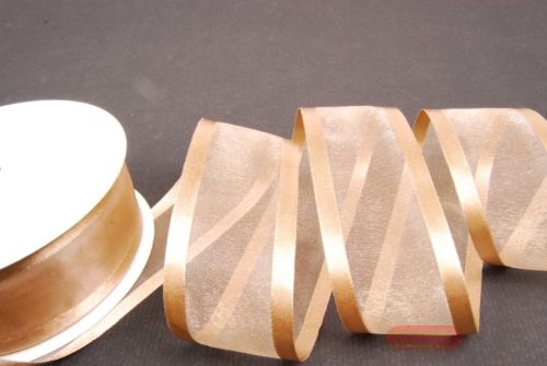 Bild von Band 25m/ 40mm, Organza D-Face satin, leber