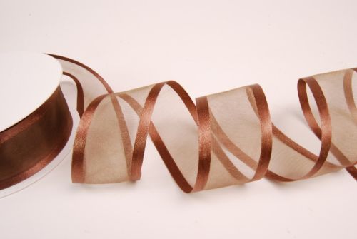 Bild von Band 25m/ 40mm, Organza D-Face satin, braun