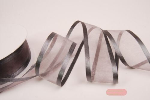 Bild von Band 25m/ 40mm, Organza D-Face satin, grau