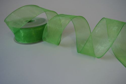 Bild von Band 25m/ 38mm, Shiny single color, Draht, lindengrün