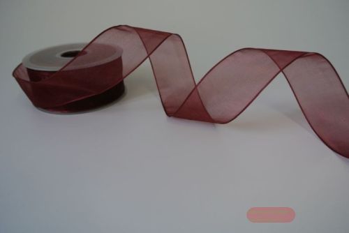 Bild von Band 25m/ 38mm, Shiny single color, Draht, burgundy