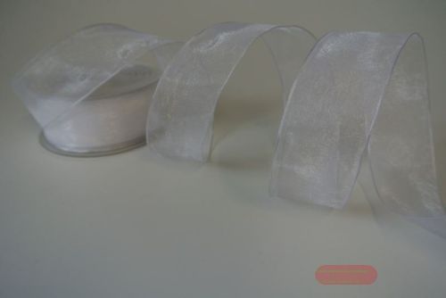 Bild von Band 25m/ 38mm, Shiny single color - Draht, weiss