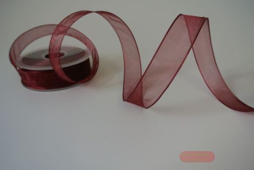 Bild von Band 25m/ 22mm, Shiny single color, Draht, burgundy
