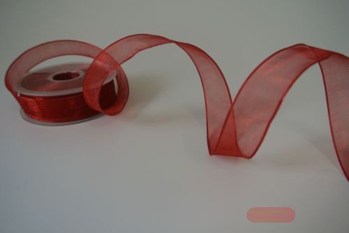 Bild von Band 25m/ 22mm, Shiny single color, Draht, rot