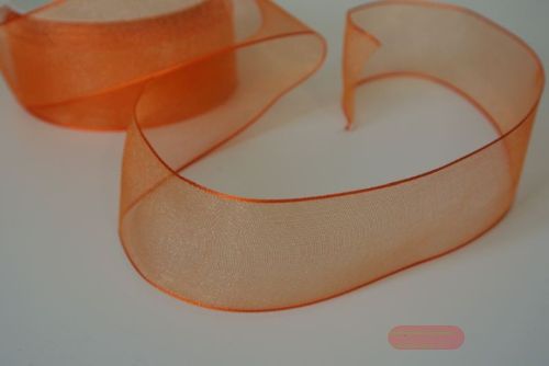 Bild von Band 25m/ 40mm, Organza Drahtkante, orange