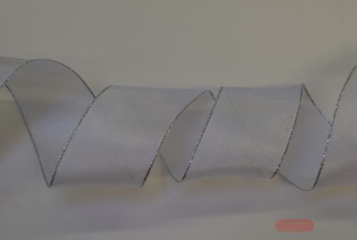 Bild von Band 20m/ 25mm, Sheer - silber Ende, weiss