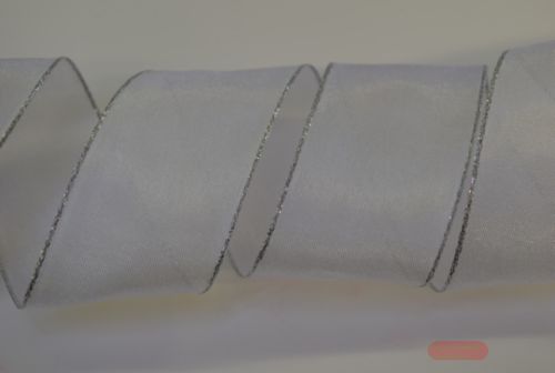 Bild von Band 20m/ 40mm, Sheer - silber Ende, weiss