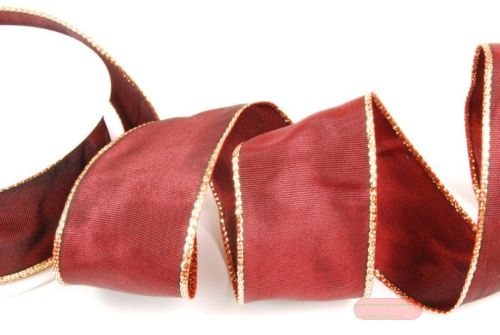 Bild von Band 25m/ 40mm, uni Gold-/Si-Kante, rubin