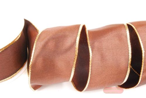 Bild von Band 25m/ 40mm, uni Gold-/Si-Kante, d'braun