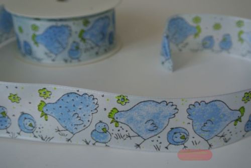 Bild von Band 20m/ 40mm, Hühner, blau