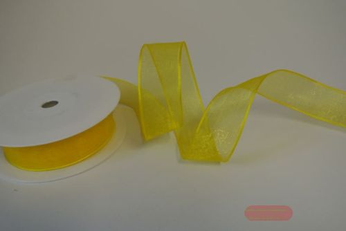 Bild von Band 20m/ 25mm, Voile mit Drahtkante, gelb