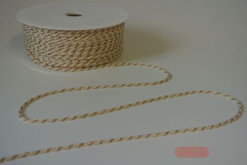 Bild von Band 100m/  2mm, Kordel, ecru/gold