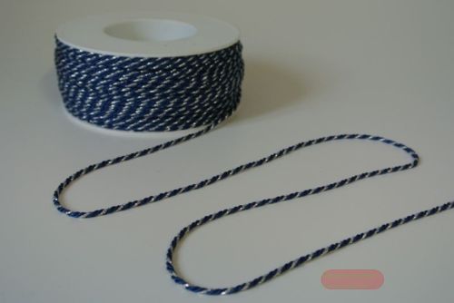 Bild von Band 100m/  2mm, Kordel, d'blau/silber