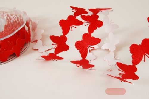 Bild von Band 10m/ 30mm, Schmetterling - klebend, rot
