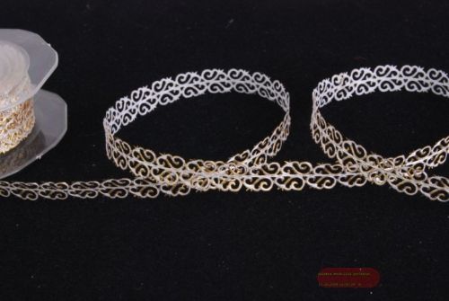 Bild von Band 20m/ 12mm, Vine, weiss/gold