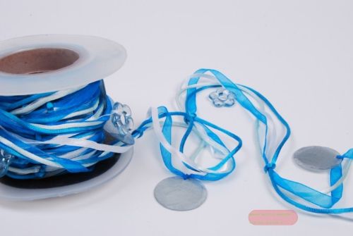 Bild von Girlande 5m/ 20mm, Cord m. Perlmutscheibe, blau