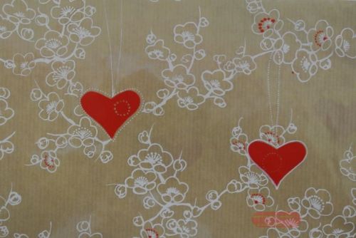 Bild von Bogen 70x 100cm, Folie Herz, rot/weiss