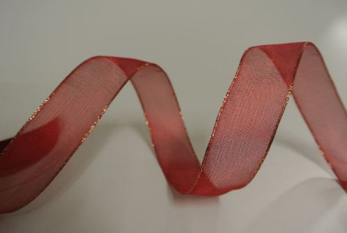 Bild von Band 20m/ 25mm, Sheer - gold Ende, rot