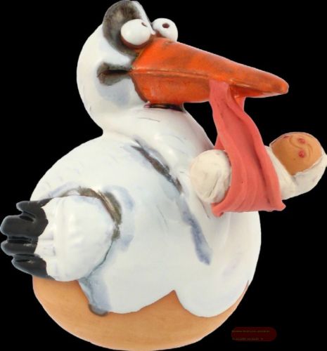 Bild von Spardose, Storch 18cm, rot